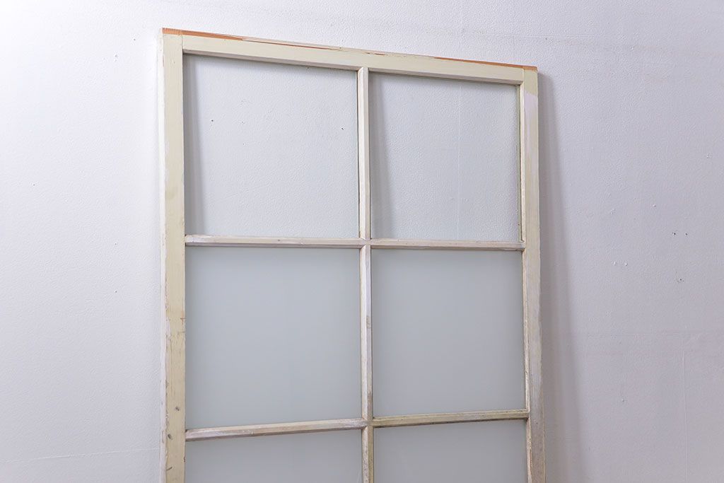 アンティーク ペンキのはげたガラス戸1枚(引き戸)
