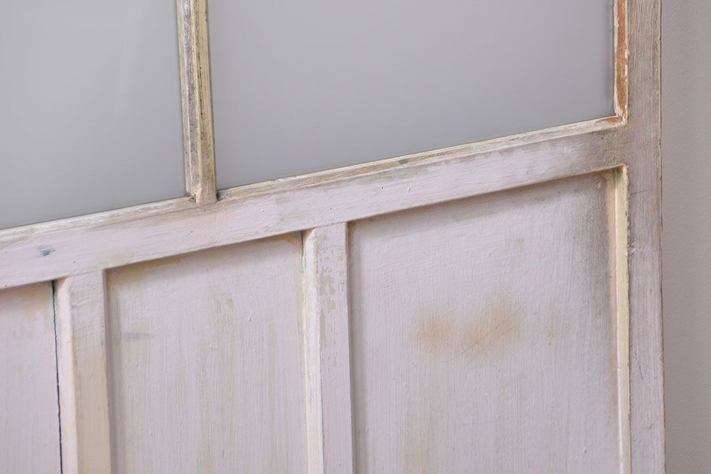 アンティーク ペンキのはげたガラス戸1枚(引き戸)