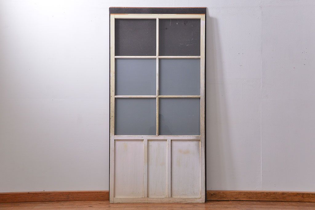 アンティーク ペンキのはげたガラス戸1枚(引き戸)