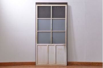 アンティーク ペンキのはげたガラス戸1枚(引き戸)