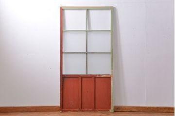 アンティーク ペンキのはげたガラス戸1枚(引き戸)