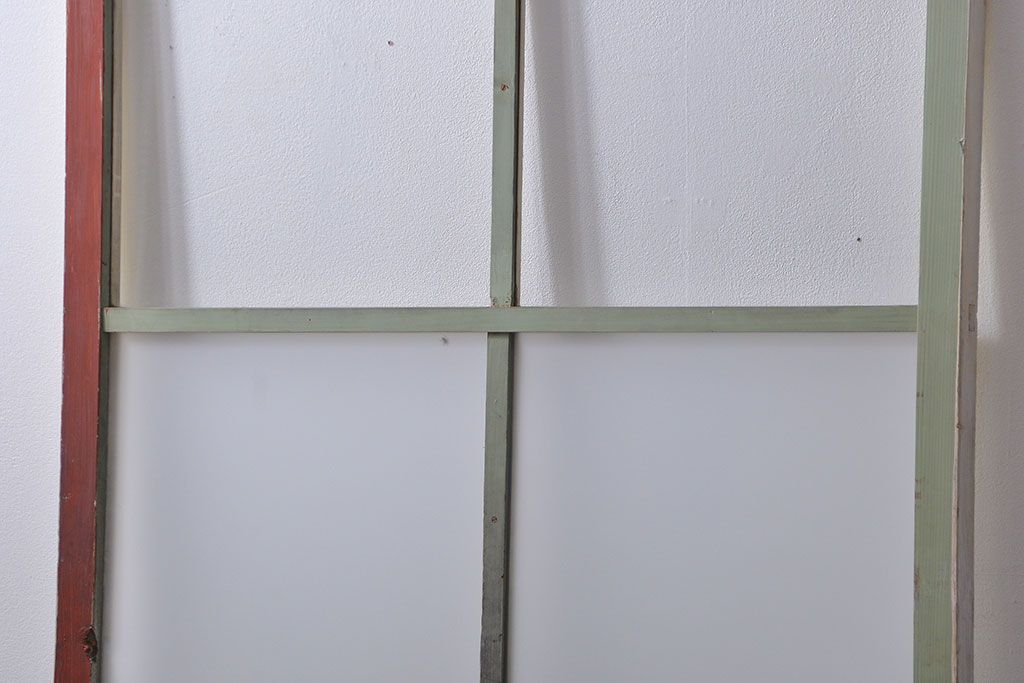 アンティーク ペンキのはげたガラス戸1枚(引き戸)