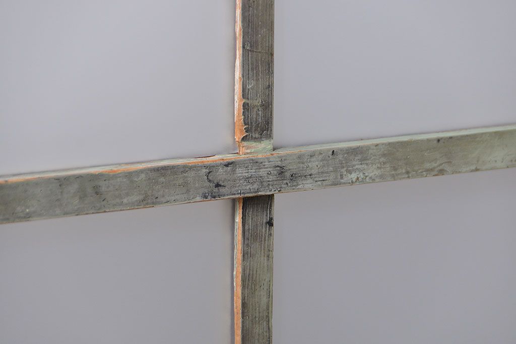 アンティーク ペンキのはげたガラス戸1枚(引き戸)