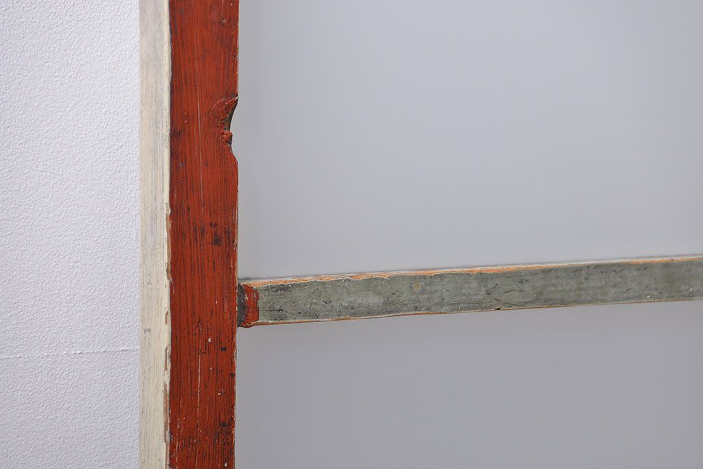 アンティーク ペンキのはげたガラス戸1枚(引き戸)