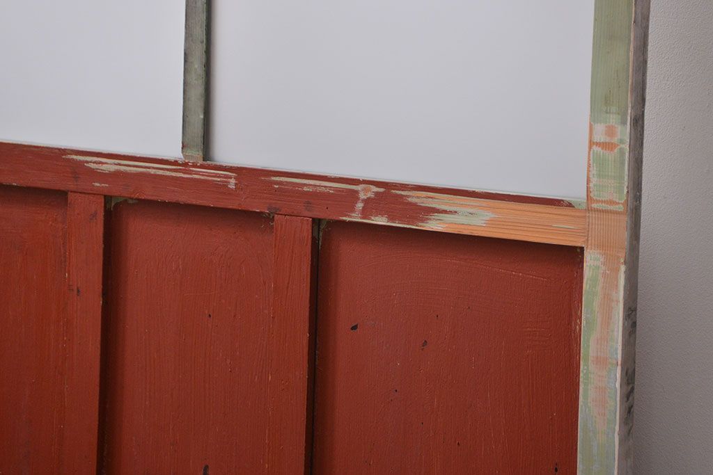 アンティーク ペンキのはげたガラス戸1枚(引き戸)