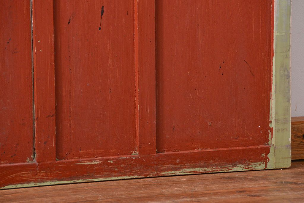 アンティーク ペンキのはげたガラス戸1枚(引き戸)