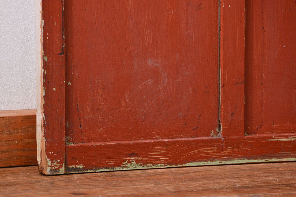 アンティーク ペンキのはげたガラス戸1枚(引き戸)