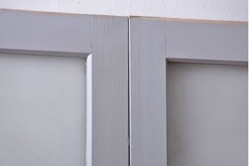 昭和レトロ 太い框組みの大きなガラス戸　2枚セット(引き戸)