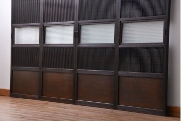 アンティーク 味わい深い　裏障子付き幅せま格子戸4枚セット(引き戸)
