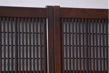 古民具・骨董 腰板欅材の上質な裏障子付き幅せま格子戸　4枚セット