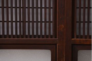 古民具・骨董 腰板欅材の上質な裏障子付き幅せま格子戸　4枚セット