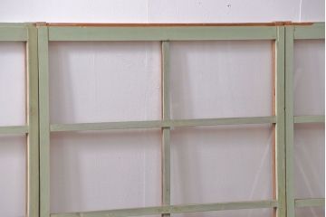 アンティーク　古い木味とペンキのはげたガラス戸4枚セット(窓)