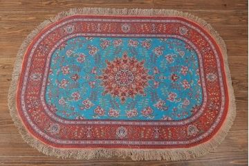 アンティーク雑貨　中古品!　シルク製玄関マット(ラグ)