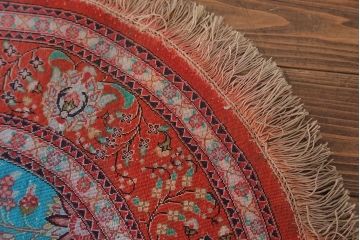 アンティーク雑貨　中古品!　シルク製玄関マット(ラグ)