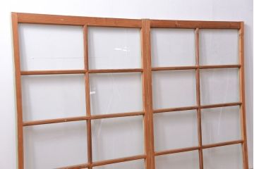 アンティーク 古い木味とペンキのはげたガラス窓　2枚セット(ガラス戸、引き戸)