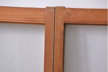 アンティーク 古い木味とペンキのはげたガラス窓　2枚セット(ガラス戸、引き戸)