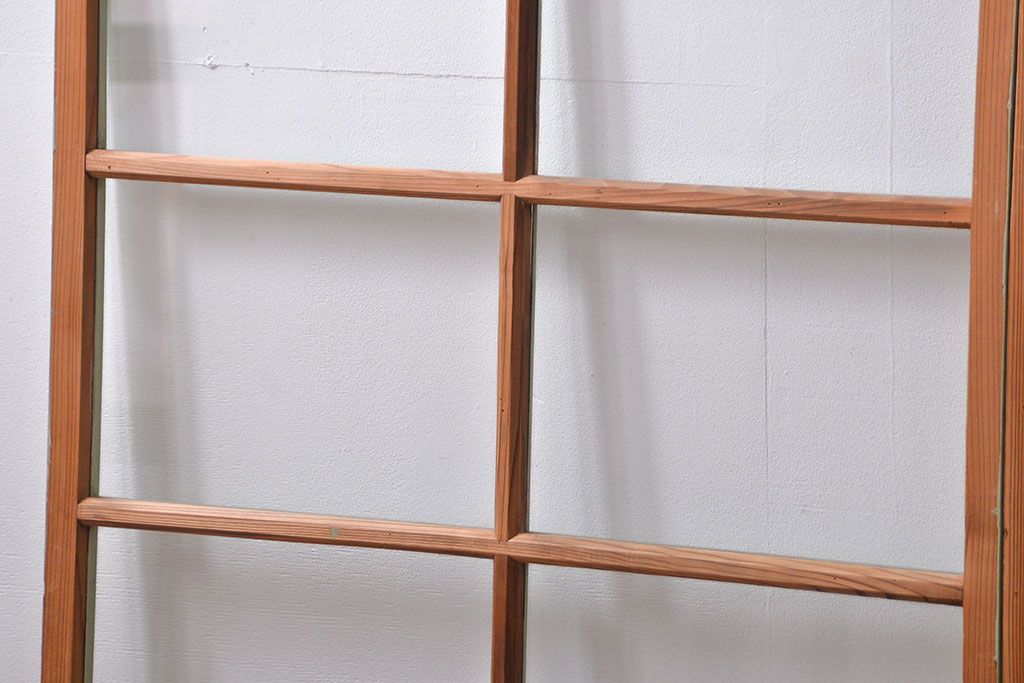 アンティーク 古い木味とペンキのはげたガラス窓　2枚セット(ガラス戸、引き戸)