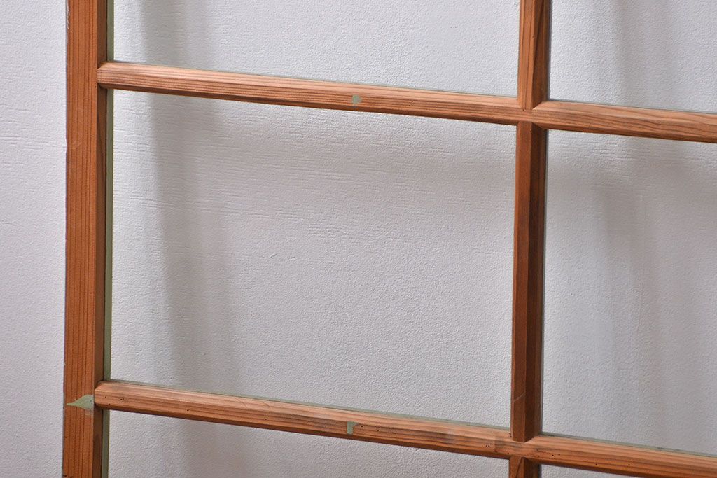 アンティーク 古い木味とペンキのはげたガラス窓　2枚セット(ガラス戸、引き戸)