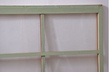 アンティーク 古い木味とペンキのはげたガラス窓　2枚セット(ガラス戸、引き戸)