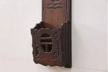 アンティーク雑貨　アンティーク 珍品!古い木の彫刻入り状差し(カードケース、図書館、図書室)