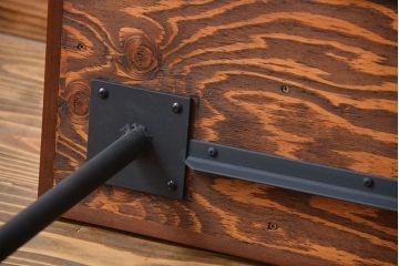 ラフジュ工房オリジナル　古材天板のシンプルなペイント鉄脚ダイニングテーブル