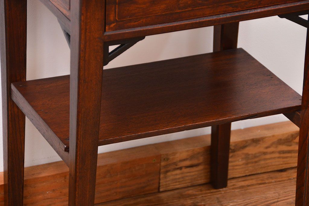 アンティーク家具　アンティーク 古い木の上質な引き出し付きサイドテーブル(机)