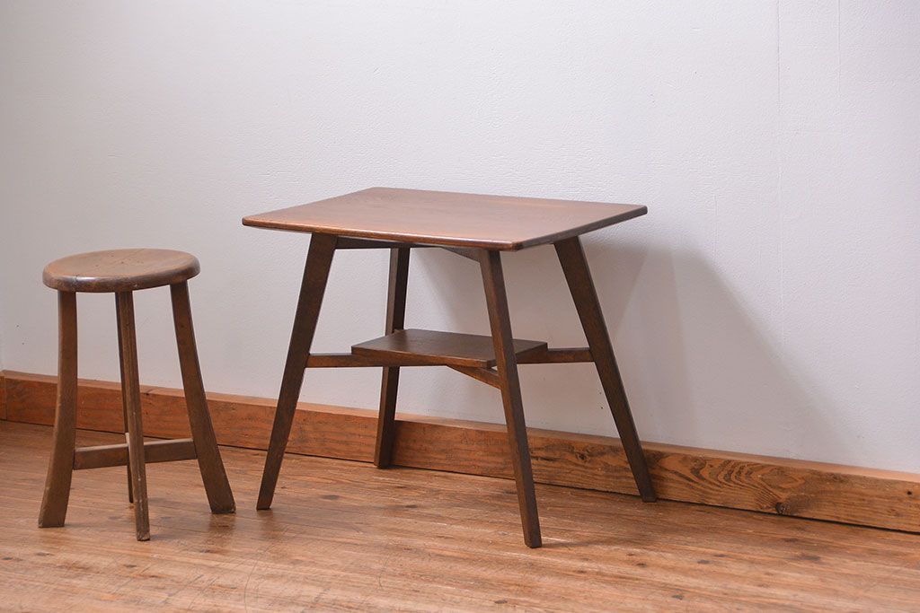 古い楢材のサイドテーブル 低 価格 通販