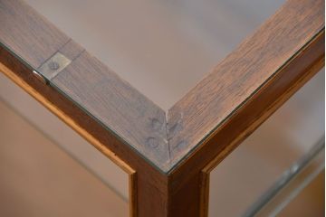 アンティーク家具　アンティーク 引き出し付き　四枚引き戸のガラスケース(ショーケース)