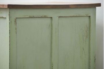 アンティーク家具　アンティークペイント仕上げ　かわいいサイドキャビネット(袖引き出し、収納棚、机)