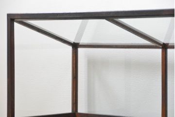 アンティーク家具　和製アンティーク　珍品　欅材を使用した古い時計屋のガラス枠付き修理用作業台(机・テーブル)