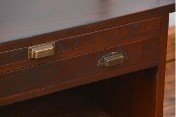 アンティーク家具　和製アンティーク　珍品　欅材を使用した古い時計屋のガラス枠付き修理用作業台(机・テーブル)