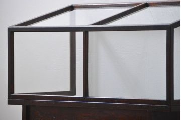 アンティーク家具　和製アンティーク　珍品　欅材を使用した古い時計屋のガラス枠付き修理用作業台(机・テーブル)