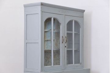 アンティーク家具　アンティークペイント　かわいい二段重ね食器棚(カップボード、収納棚)