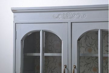 アンティーク家具　アンティークペイント　かわいい二段重ね食器棚(カップボード、収納棚)