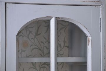 アンティーク家具　アンティークペイント　かわいい二段重ね食器棚(カップボード、収納棚)