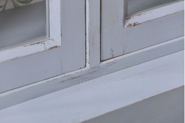 アンティーク家具　アンティークペイント　かわいい二段重ね食器棚(カップボード、収納棚)