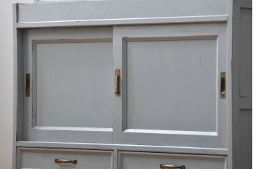 アンティーク家具　アンティークペイント　かわいい二段重ね食器棚(カップボード、収納棚)