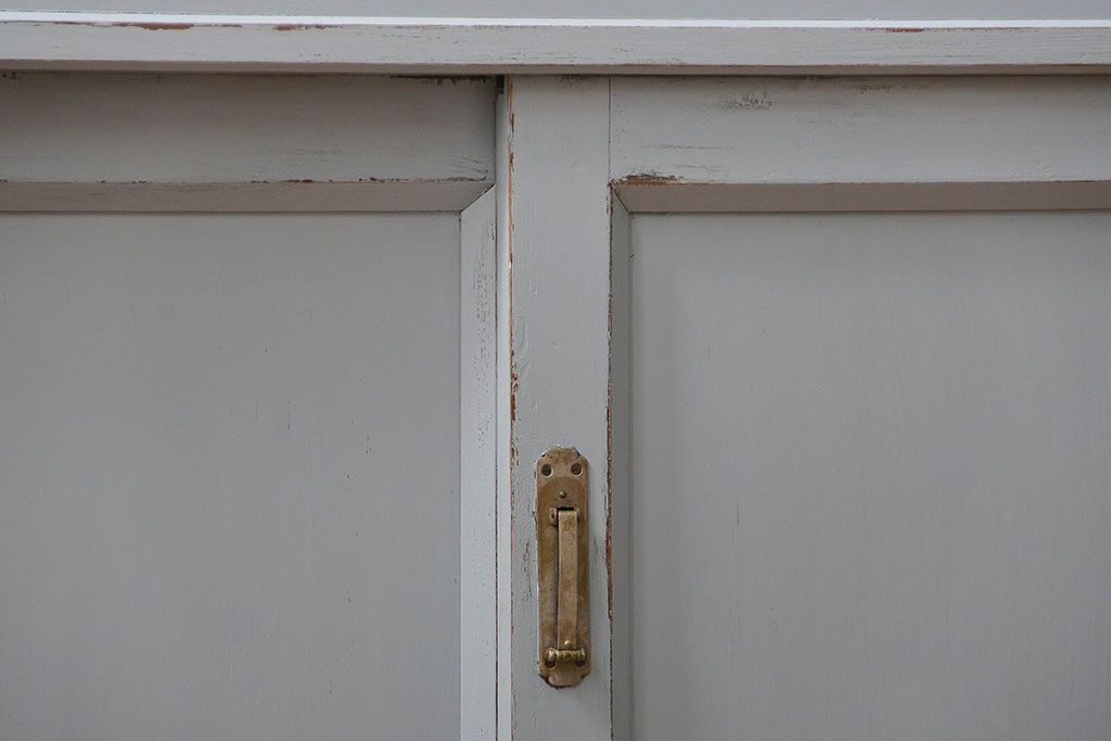 アンティーク家具　アンティークペイント　かわいい二段重ね食器棚(カップボード、収納棚)