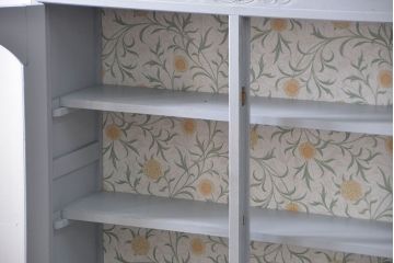 アンティーク家具　アンティークペイント　かわいい二段重ね食器棚(カップボード、収納棚)