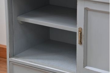 アンティーク家具　アンティークペイント　かわいい二段重ね食器棚(カップボード、収納棚)