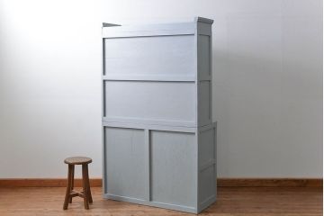 アンティーク家具　アンティークペイント　かわいい二段重ね食器棚(カップボード、収納棚)