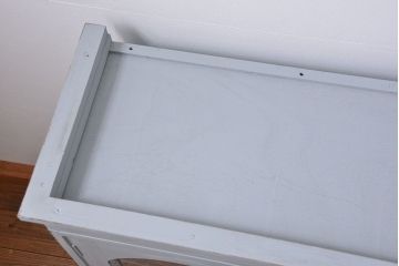 アンティーク家具　アンティークペイント　かわいい二段重ね食器棚(カップボード、収納棚)