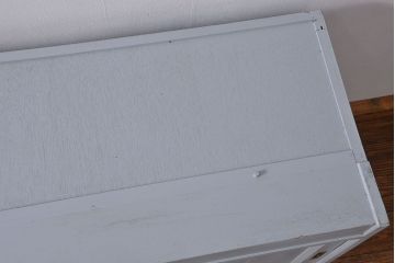 アンティーク家具　アンティークペイント　かわいい二段重ね食器棚(カップボード、収納棚)