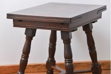 アンティーク家具　フランスアンティーク 寄木細工天板!ドローリーフテーブル(エクステンションテーブル)