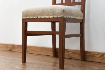 レトロ家具　昭和レトロ アンティークリネン座面のチェア(1)(椅子、イス)