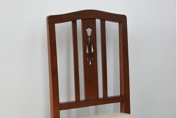 レトロ家具　昭和レトロ アンティークリネン座面のチェア(1)(椅子、イス)