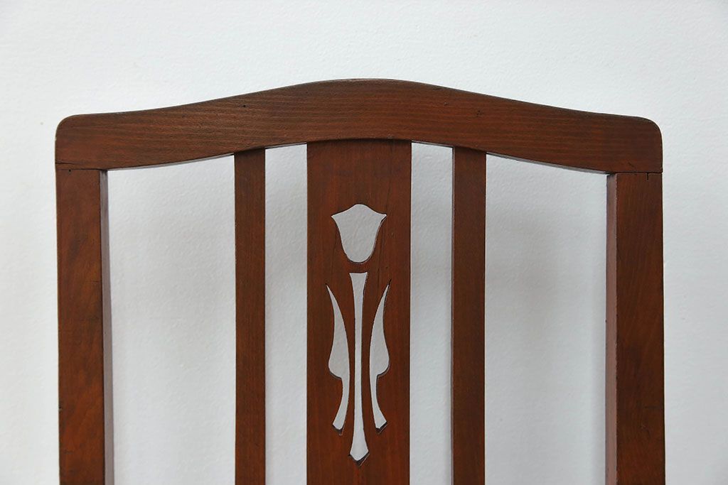 レトロ家具　昭和レトロ アンティークリネン座面のチェア(1)(椅子、イス)