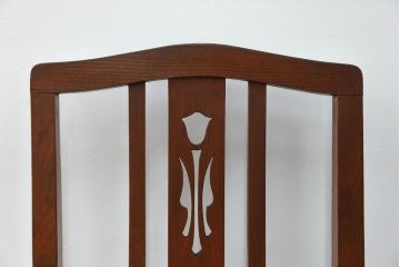 レトロ家具　昭和レトロ アンティークリネン座面のチェア(1)(椅子、イス)