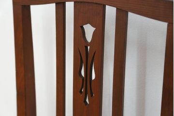 レトロ家具　昭和レトロ アンティークリネン座面のチェア(1)(椅子、イス)