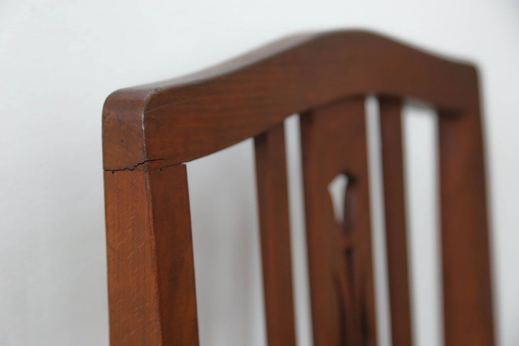 レトロ家具　昭和レトロ アンティークリネン座面のチェア(1)(椅子、イス)